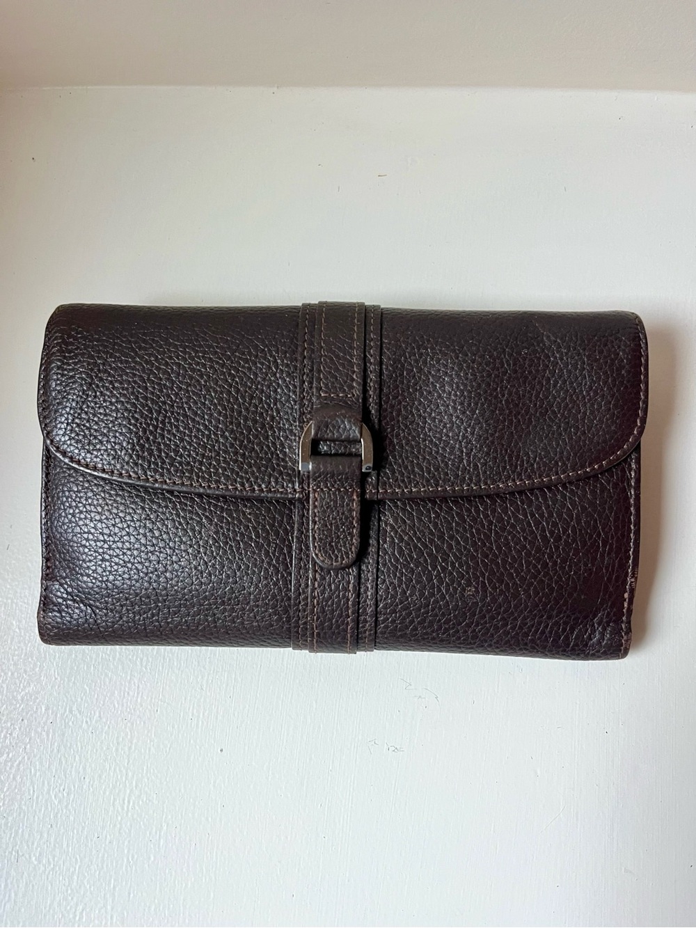 Longchamp Le Foulonné Continental Wallet in Mocha Brown